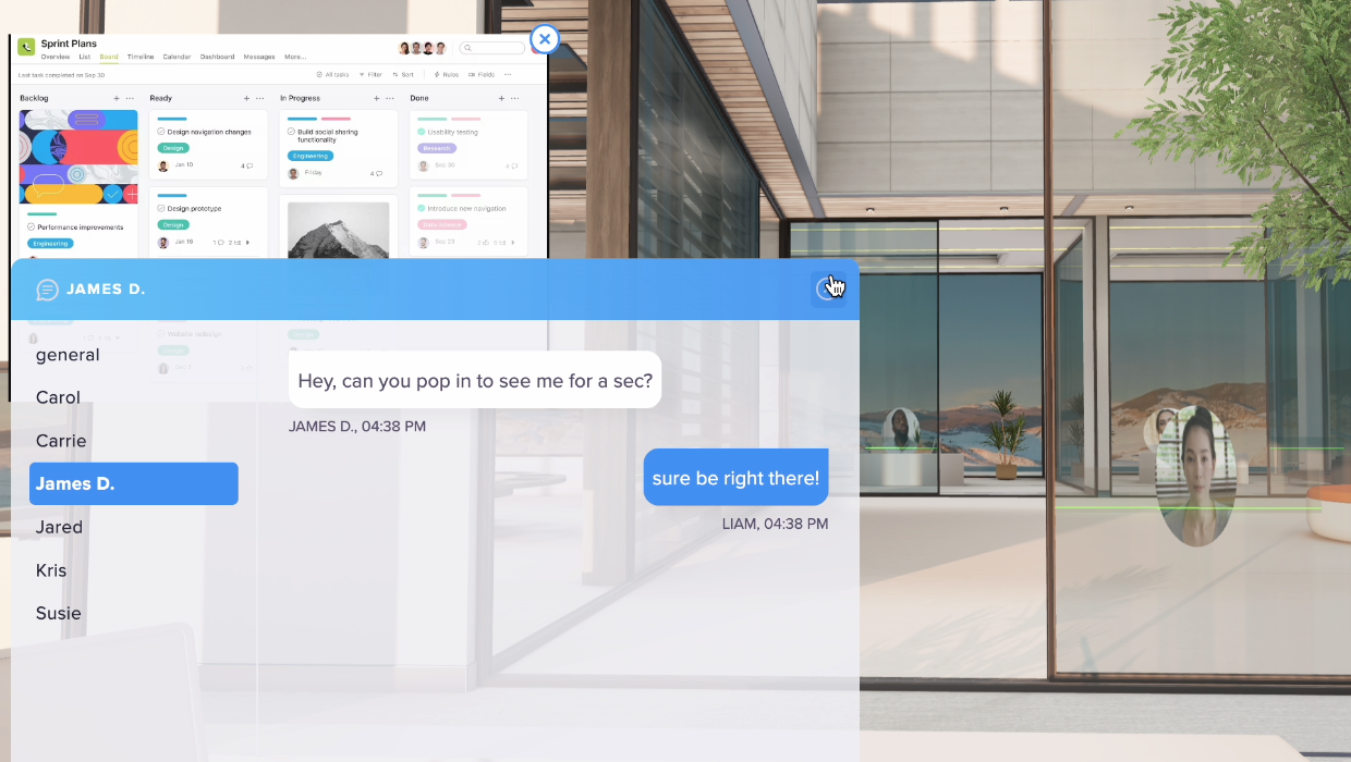 Access controls for a virtual office room in Katmai